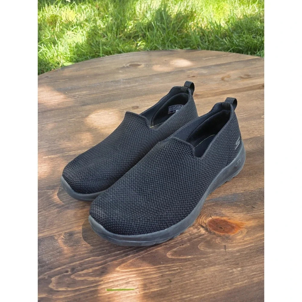 Size 7- Skechers GOwalk Joy Black Slip On Walking Shoes Womens BBK Stretch Fit